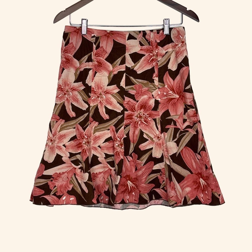 Vintage Speechless Pink Lily Floral A-Line Skirt